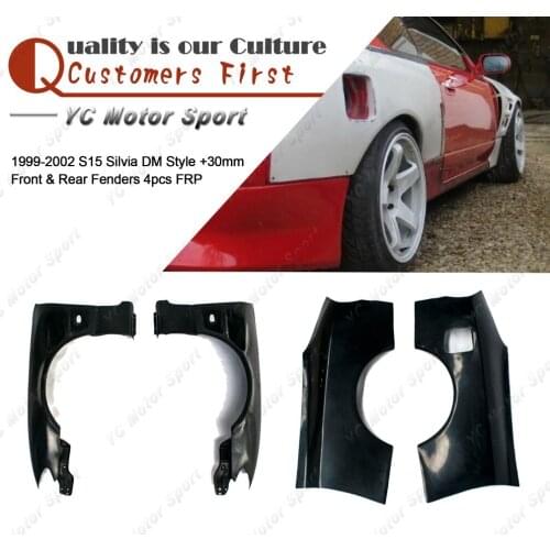 Car Accessories FRP Fiber Glass DM Style +30mm Front & Rear Fenders Fit For 1999-2002 S15 Silvia Whole Fender Cover Kit