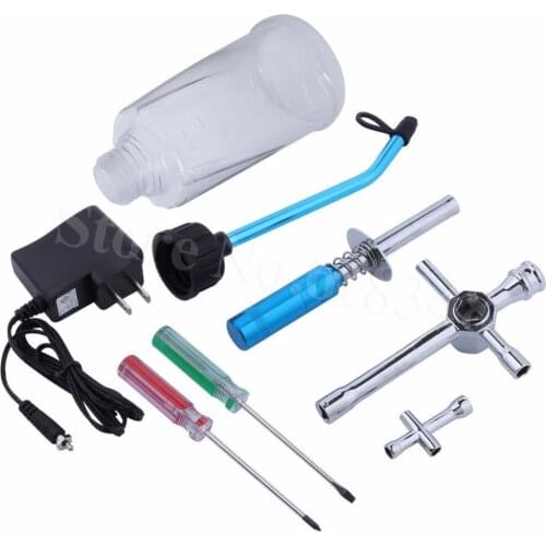 Nitro Gas RC Car Starter Kit Glow Plug Ignitor & Charger (US) Fuel Bottle Hex Cross Wrench Screw Drivers Tools Set