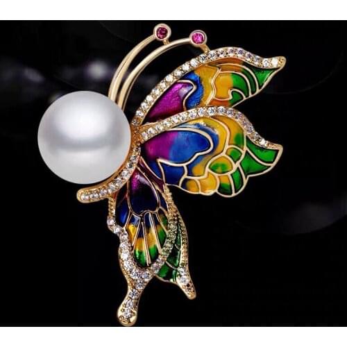 Butterfly Brooch Pin Mountings Findings Settings Base Parts Fitting Women Accessories for Pearls Agate Jade Crystal Party Gift