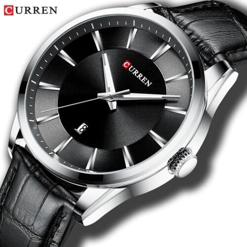 Fashion Casual Watches Clock CURREN New Men Luxury Brand Watch Simple Quartz Wristwatch with Leather Male Watches Black