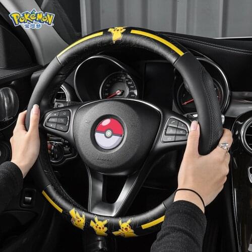 38cm Pokemon Pikachu Steering Wheel Cover for Girls for BMW Mercedes AUDI Volkswagen New Car Assessoires Interior for Women Men