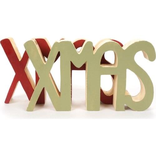 Wood Christmas decoration 1pc XMAS letter party decoration supplies table standing XMAS sign simple table decor 11.5cm*20.5cm