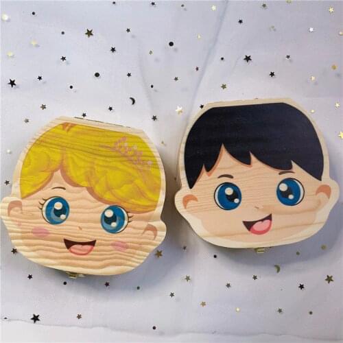 Baby Tooth Box Organizer Spanish English Portuguese Russian Milk Teeth Storage Collect Umbilical Lanugo Save Case Souvenir