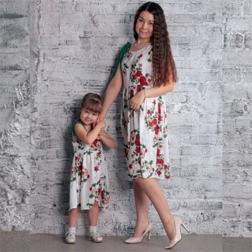 Mother and Daughter Flower Long Dress Family Matching Clothes Mommy and Baby Girl Outfits Family Look Clothing