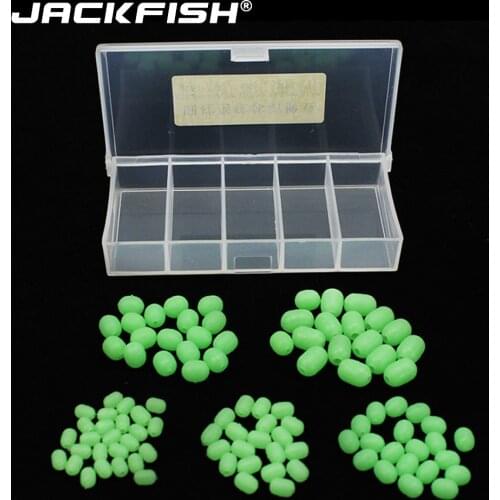 JACKFISH 95pcs/lot Luminous Beads Fishing Space Beans round Float Balls Stopper light Balls sea Fishing Tackle lure Accessories