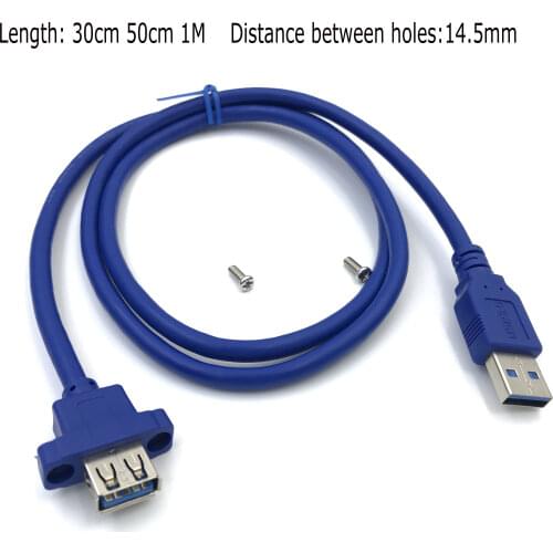 1pcs High Quality USB3.0 male to female extension cable with screw hole Can Lock Panel Mount Cable for PC Laptop