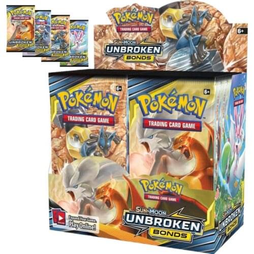 Pokemon Card English 324pcs Cards Unbroken Bonds Booster Display Box (36 Packs) TCG: Sun & Moon Trading Card Game Toys