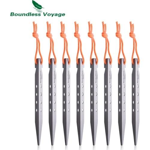 Boundless Voyage Outdoor Camping Ultralight Titanium Alloy Tent Stakes Pegs Nails Accessories 6 8 pcs