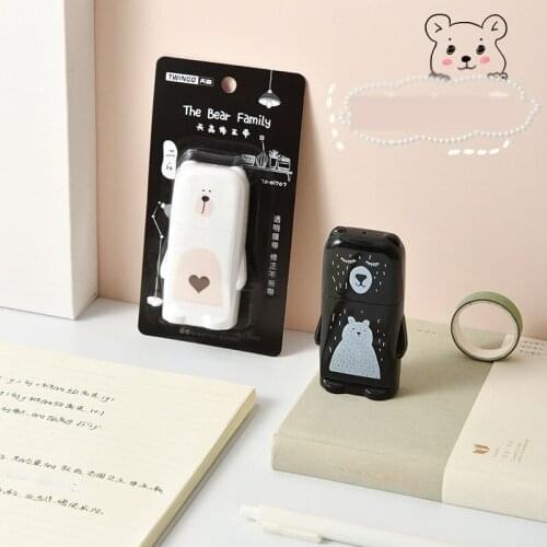24 pcs/lot Cartoon White Black Bear 8M Correction Tape Cute Tapes Promotional Stationery gift School Office Supplies