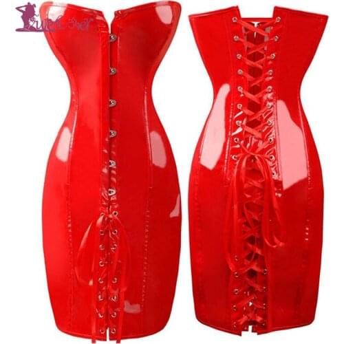 Lurehooker Sexy Lingerie Hot PVC Leather Gothic Corset Porn Dress Plus Size Erotic Underwear Wrapped Hip Club Sexy Costume