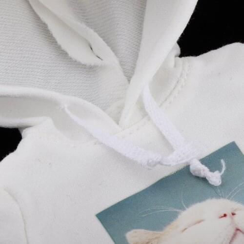 Cute Cat Printed Doll Pullover Outfits for Girl Dolls 12inch Girl Doll Clothing Accessory White Children Gift