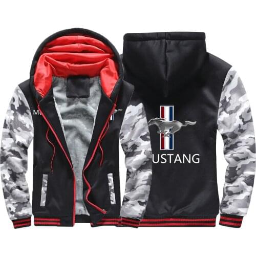 Mustang Winter Mens Brand Print Thicken Jacket Sport Male Hoodies Zipper Sweatshirt tracksuit College Coat