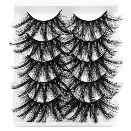 6D Faux Mink Hair False Eyelashes Soft Fluffy Voluminous Thick Natural Long Eye Lash Eyelashes Extension Makeup Tools 5 Pairs