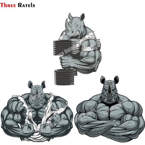 Three Ratels B557 Calcomanía De Vinilo Intensa Agresiva Agitada Buff Muscular Constructor De Cuerpo Rinoceronte Stickers Decals