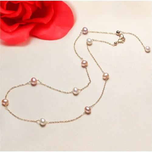 NEW ARRIVAL Wholesale Real Freshwater Cultured Natural Pearl Necklace Nice Party Gift for Women 45cm 18 Inch Long