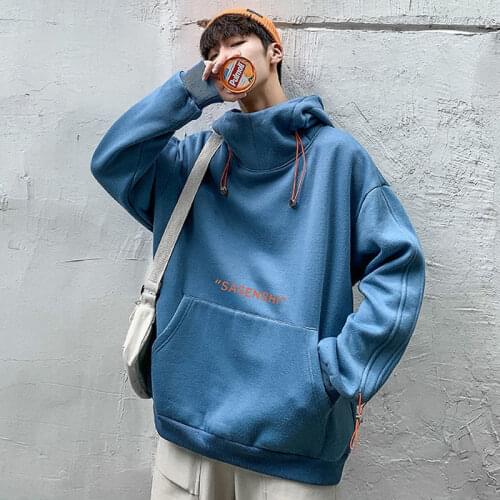 Autumn and winter new cashmere trend hooded loose Korean high collar lazy wind jacket