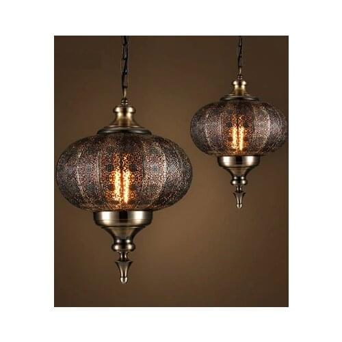 Loft Style Hollow Iron Droplight Industrial Vintage LED Pendant Light Fixtures Dining Room Hanging Lamp Decor Indoor Lighting