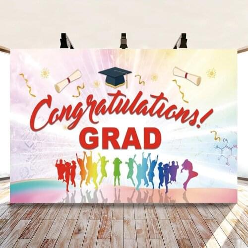 Celebrating Graduation Party Multicolored Balloon Backdrops Photo Background Decorations for Graduates Photography Props