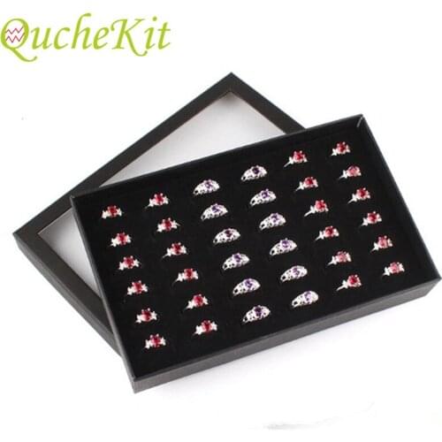 36 Slots Transparent Window Jewelry Organizer Holder Ring Storage Display Box Earrings Holder Jewelry Showcase Stand Rack