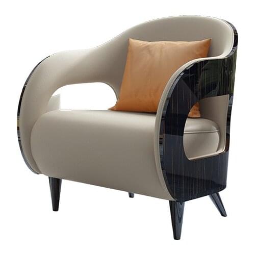 Italian luxury ebony light painted solid wood leisure chair Modern living room negotiation chair can be customized sofa chair
