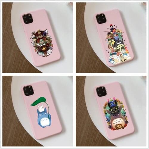 My Neighbor Totoro Anime pink soft cover phone Case for iPhone 12pro 11Pro Max X XR XS Max 6s 7 8 Plus 12miniSE TPU shell