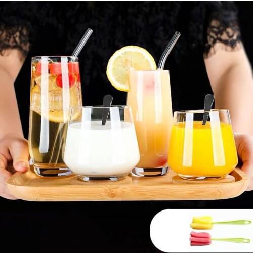 Glass Water Cup INS Mousse Tripe Cup Sour Milk Juice Drink Breakfast Glass Transparent Cold Drink Cup Milk Tea Cup
