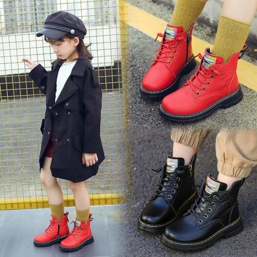 Top Quality Girls & Boys Snow Boots Fashion Chirldren Winter Shoes With Plush Genuine Leather Martin Boots For Kids Size 26-39