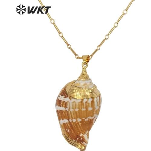 WT-JN042 Wholesale Fashion Design New Arrival trumpet Shell Necklace pendants products Randomly Shape For Fashion Jewelry Making