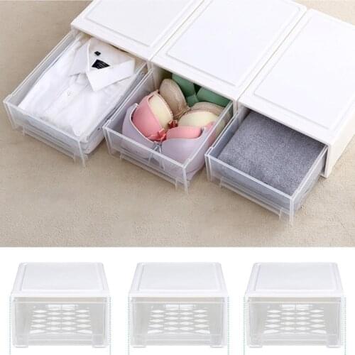 Drawer Type Plastic Clothes Storage Box Transparent Organizer for Underwear Socks Bra Makeup Cosmetics Container
