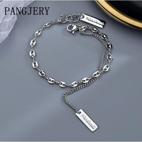 PANGJERY 925 Sterling Bracelets for Women INS Fashion Simple Creative Irregular Pattern Chain Tassel Anniversary Jewelry Gifts
