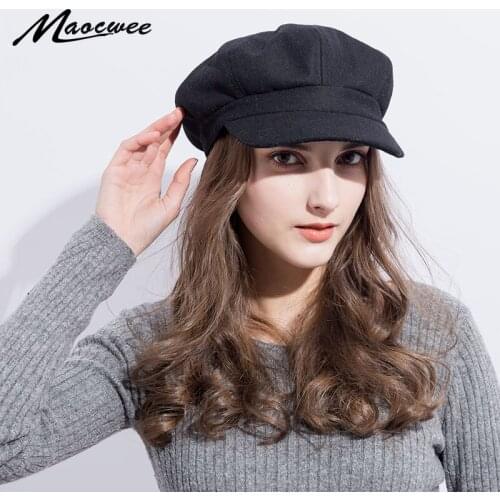 High Quality Fashion Artist Wool Women Beret Hat For Women Cap Female Cap Casual Dome Bare Color Chapeu Feminino Boina