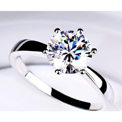 Luxury Real Solid 925 Sterling Silver Wedding Ring for Women Big Diamond Jewelry Exquisite Engagement Platinum Lovely Party Gift