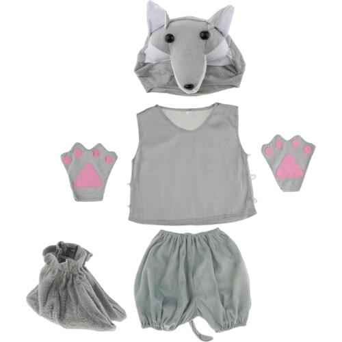 1 Set Kids Animal Timber Wolf Costumes Boys Girls Pajamas Fancy Dress Outfit Cosplay for Birthday Festival Stage Performance