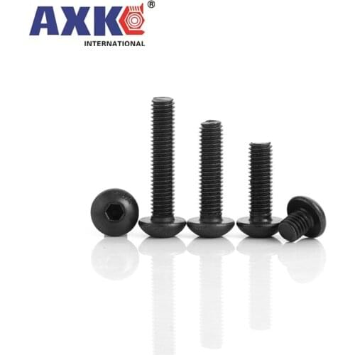 10/50pc M2 M2.5 M3 M4 M5 M6 M8 Black grade 10.9 steel ISO7380 Hexagon Hex Socket Head Button Mushroom Allen Bolt Screw L=3-100mm