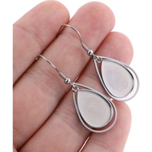 10pcs Stainless Steel Teardrop Earrings Bases Settings Earring Blank DIY Earring Kits 13x18mm Bezel Earring Tray Jewelry Making