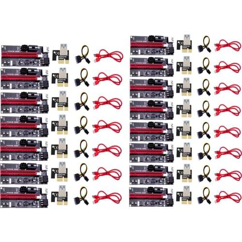 New PCI-E pcie Riser 009 Express 1X 4x 8x 16x Extender PCI E USB Riser 009S GPU Dual 6Pin Adapter Card SATA 15pin for BTC Miner