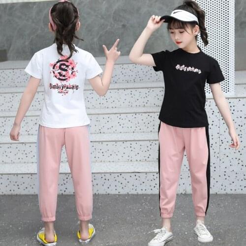 Girls Clothes 2021 Summer Short Sleeve Tshirt + Pants Suits Kids Sport Clothes Teen Children Clothing Sets 4 5 6 7 8 9 10 12 Yrs