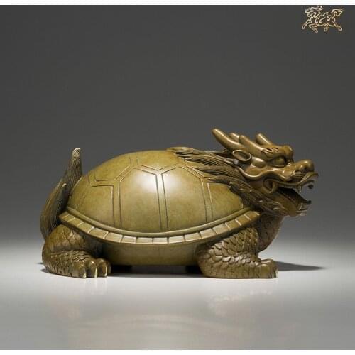 2021 Asia high grade exorcise evil spirits Bring wealth money GOOD LUCK Dragon turtle BRONZE Sculpture FENG SHUI Statue