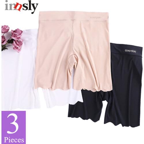 3 Pieces/Set Women Safety Short Pants Big Size Ice Silk Seamless Female Boxer Boyshort Under Skirt Women Safety Pant