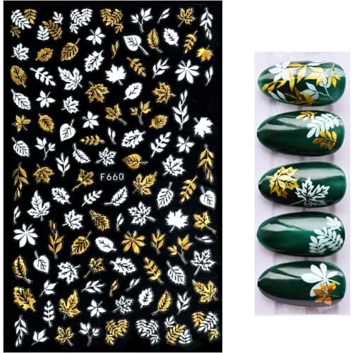1pc 3D Laser Nail Stickers Maple Leaf Flamingo Design Foil for Manicure Diy Nail art Decorations Stickers for Nails