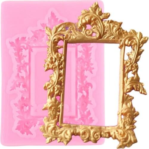 3D Frame Border Silicone Molds Wedding Scroll Relief Cupcake Topper Fondant Cake Decorating Tools Candy Chocolate Gumpaste Mould
