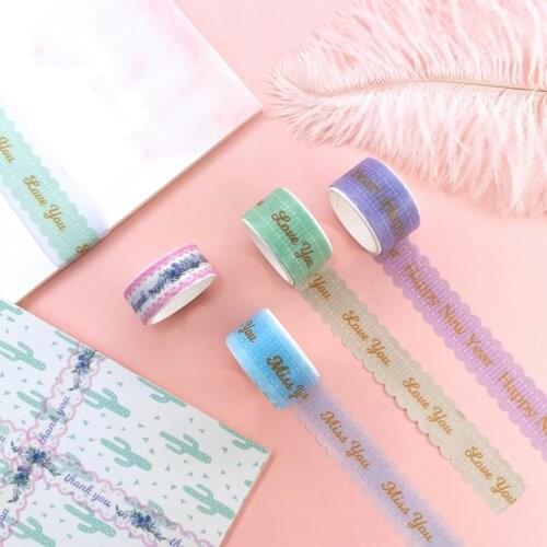 4pcs/set Thank You Die Cut Washi Tape Miss You Love you Masking Tape For Gift Wrapping DIY Adhesive Deco Tape