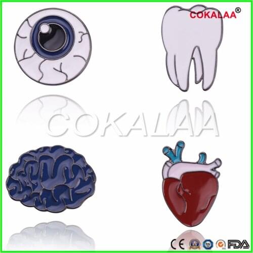 4 Style Internal Medicine Doctor Mold Badge Brain Systerm Heart Teeth Eye Brooches For Medical Enthusiasts Nurse Teacher Gifts