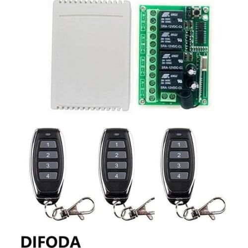 433mhz 12 V 12V 4CH RF Wireless Remote Control Switch System Receiver Transmitters For Appliances Gate Garage Door window /lamp