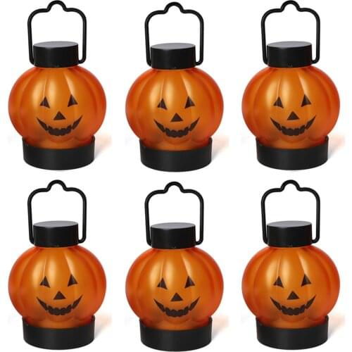 6Pcs LED Portable Ghost Pumpkin Lantern Halloween Light Up Decor Light For Outdoor Halloween Decoration Prop cosy