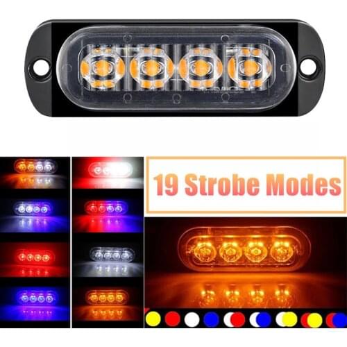 4LED Car Strobe Warning Light Grill Flashing Breakdown Emergency Light Car Truck Trailer Signal Lamp LED Side Light For Cars HOT