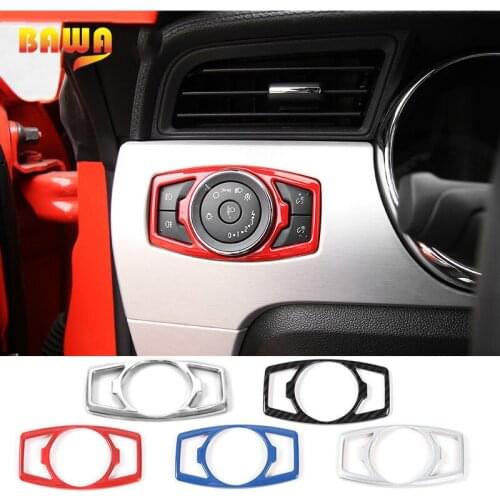 HANGUP 5 Color ABS Car Head Light Lamp Switch Button Decoration Cover Trim Stickers For Ford Mustang/F150 2015 Up Car Styling