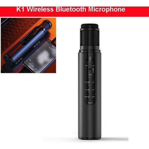 K1 Wireless Bluetooth Microphone Four Magic Sound For Live Broadcast Singing Built-in Sound Card With Speaker Karaoke Audio Mic
