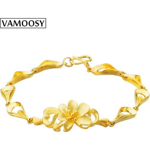 Flower Shaped Bracelets for women 24K gold charm bracelets for wedding bracelet bride Wrist jewelry fine bracelet Jewelry