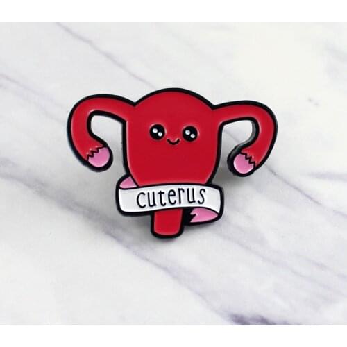 Cuterus Cartoon Cute Image Red Brooch Uterus Shape Lapel Pin For Feminism Women Girls Doctor Nurse Badge Brooches Pins Gifts